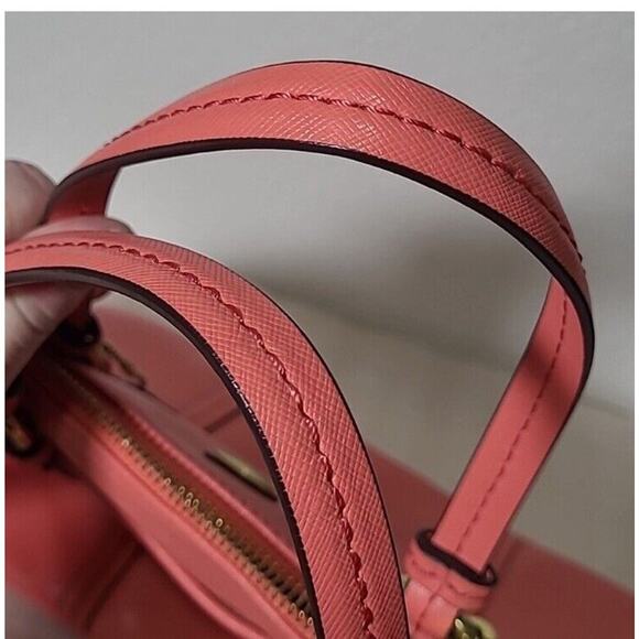 EUC COACH Coral Saffiano Peyton Cora Domed Crossbody Satchel Purse Bag Shoulder - Picture 7 of 9